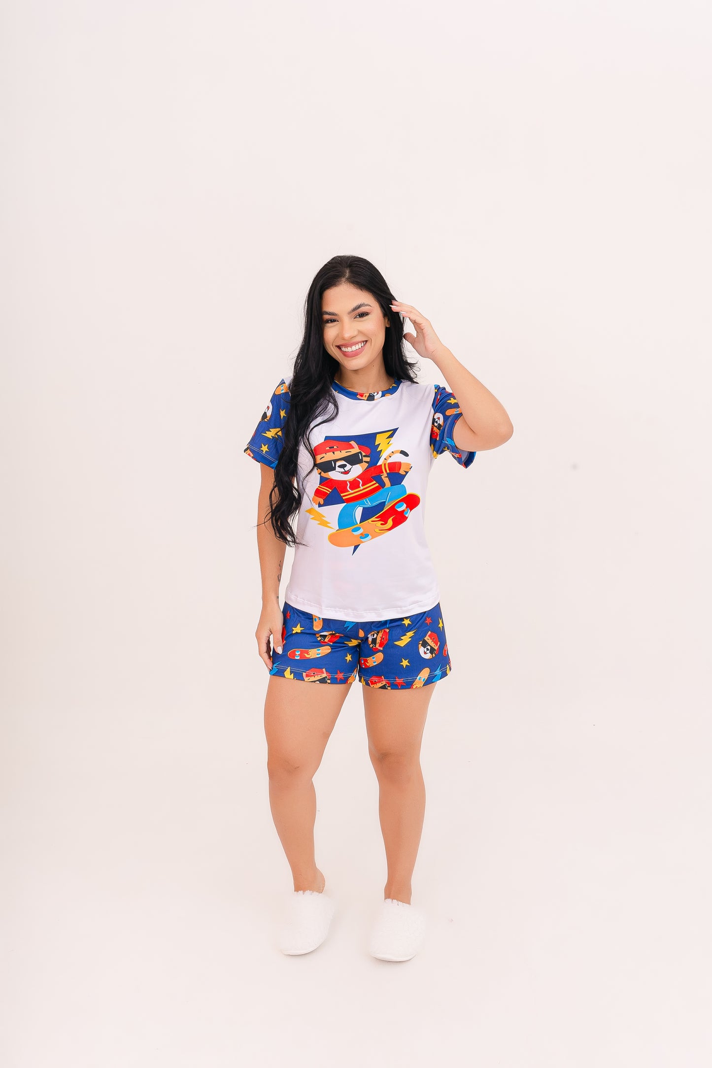 Adulto Feminino Curto | Tigre Skatista