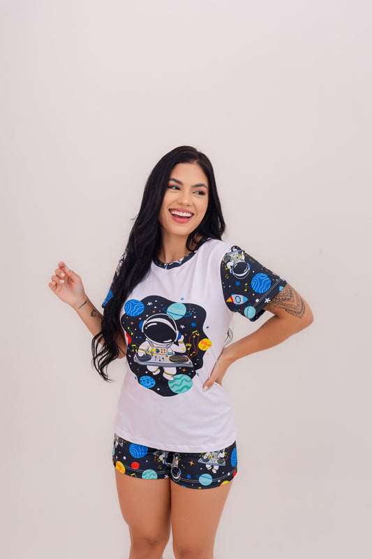Adulto Feminino Curto | Astronautta DJ