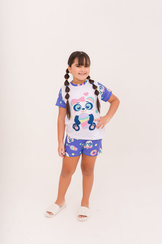 Infantil Feminino Curto | Panda Milkshake