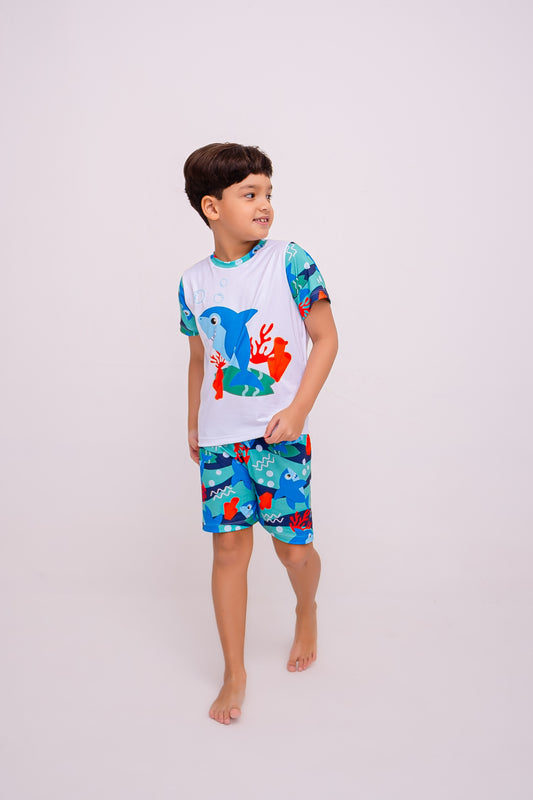 Infantil Masculino Curto | Tubarão Surfista